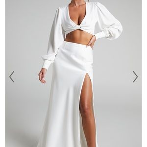 Two piece, ivory, skirt set. Gorgeous for a bride and bridal events.